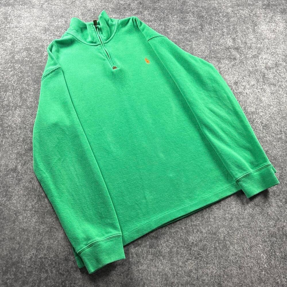 Polo Ralph Lauren Quarter Zip Pullover Green Men’s Size Large 100% Cotton